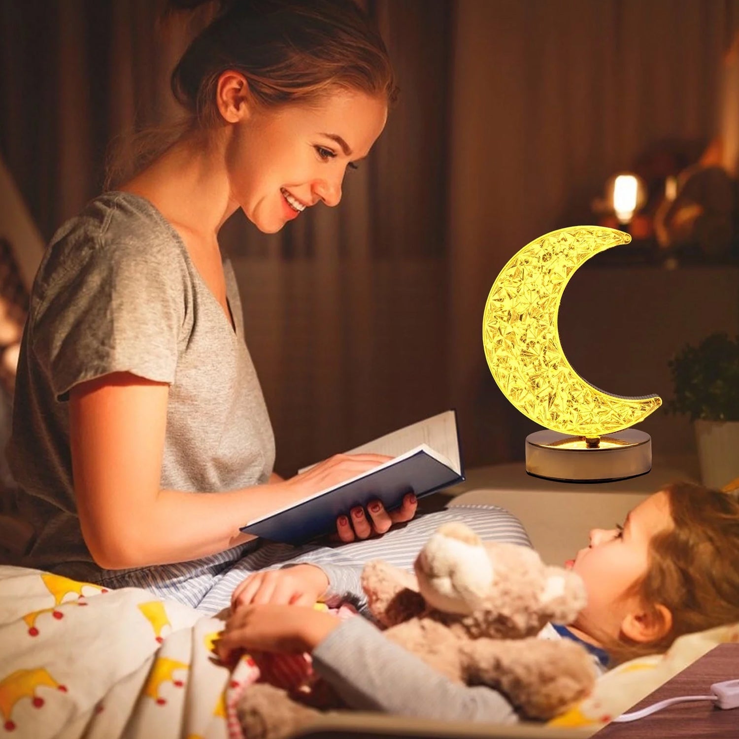 12570 Crystal Table Lamp | Moon Shape Touch Control Lamp with 3 Color | Metal Bedside Lamp for Kids Bedroom Romantic Desktop Nightstand | Stepless Dimming USB Charging Touch Night Light 12570 Crystal Table Lamp | Moon Shape Touch Control Lamp with 3 Color | Metal Bedside Lamp for Kids Bedroom Romantic Desktop Nightstand | Stepless Dimming USB Charging Touch Night Light